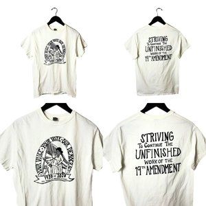 Your Voice Our Democracy T Shirt Womens Suffrage Statement Graphic Tee Cotton